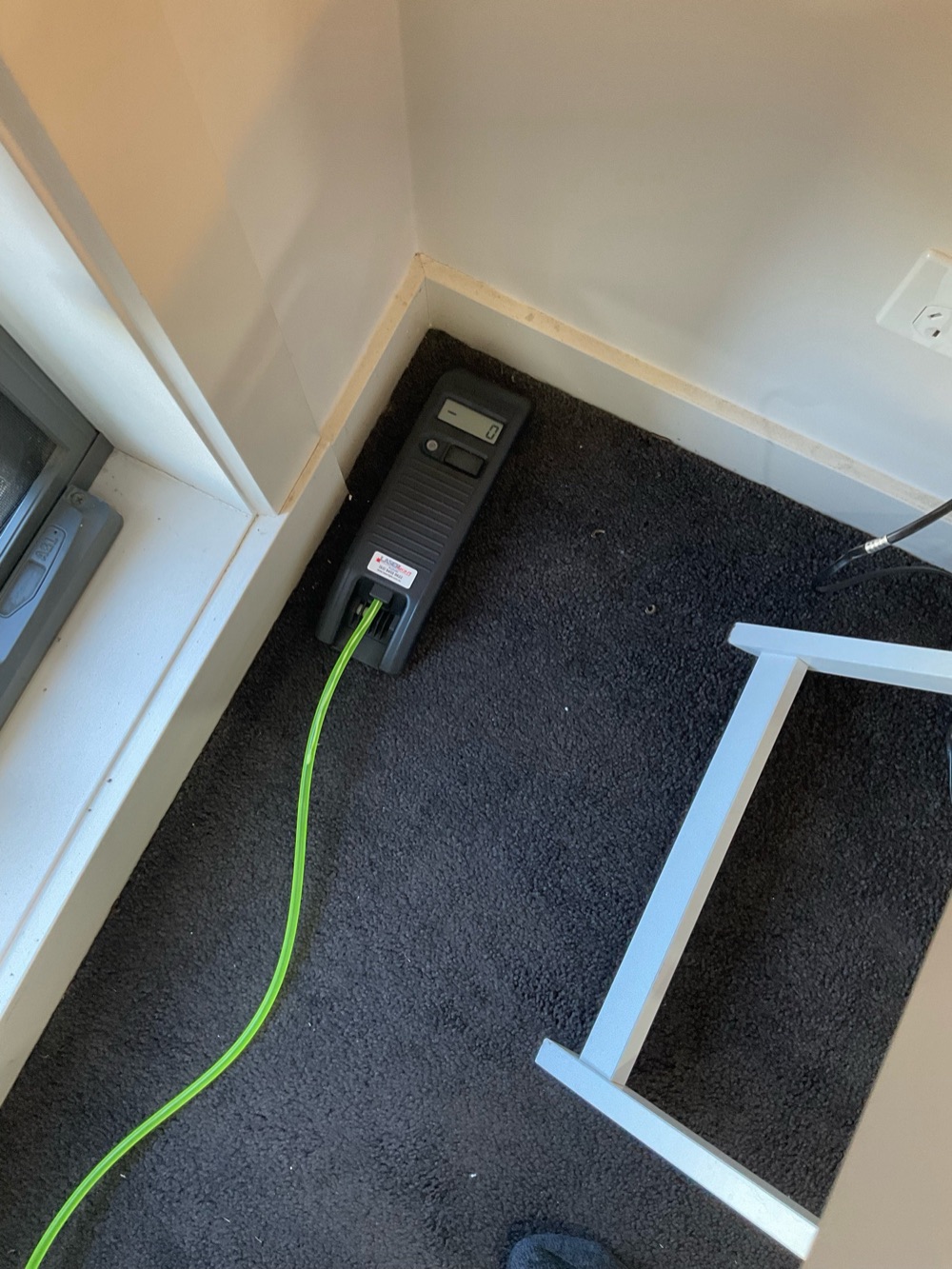 Slab movement measured at a 25mm deviation, recorded during a building and pest inspection in Point Cook